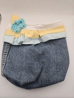 Handmade Denim Hanging Storage Bag Blue Jean Wall Pocket Organizer